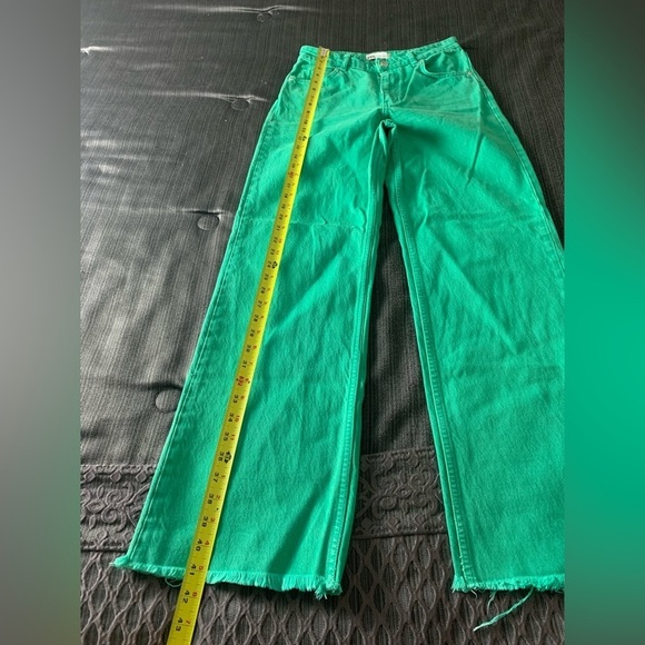 Zara Bloggers Favourite Brat Balletcore High Waisted Wide Leg Jeans Green Size 4 - Picture 15 of 16